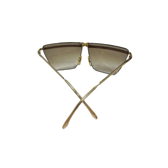 Laura Biagiotti T60 Gold Sunglasses Textured Brow Bar Gradient Lenses Vintage